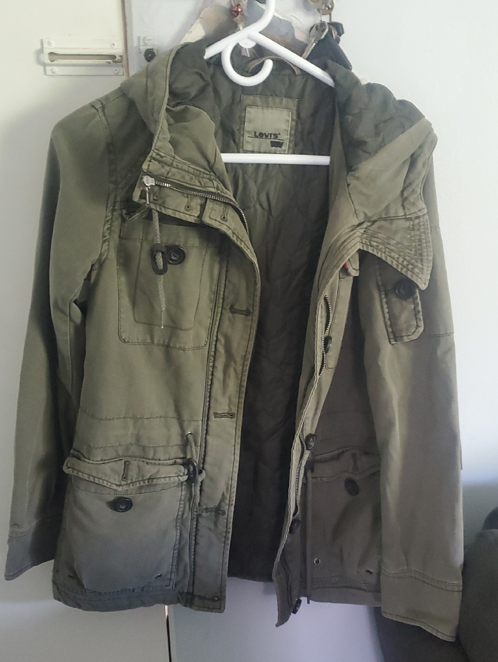 Levi's Women's Olive Green Hooded Military Field Jacket